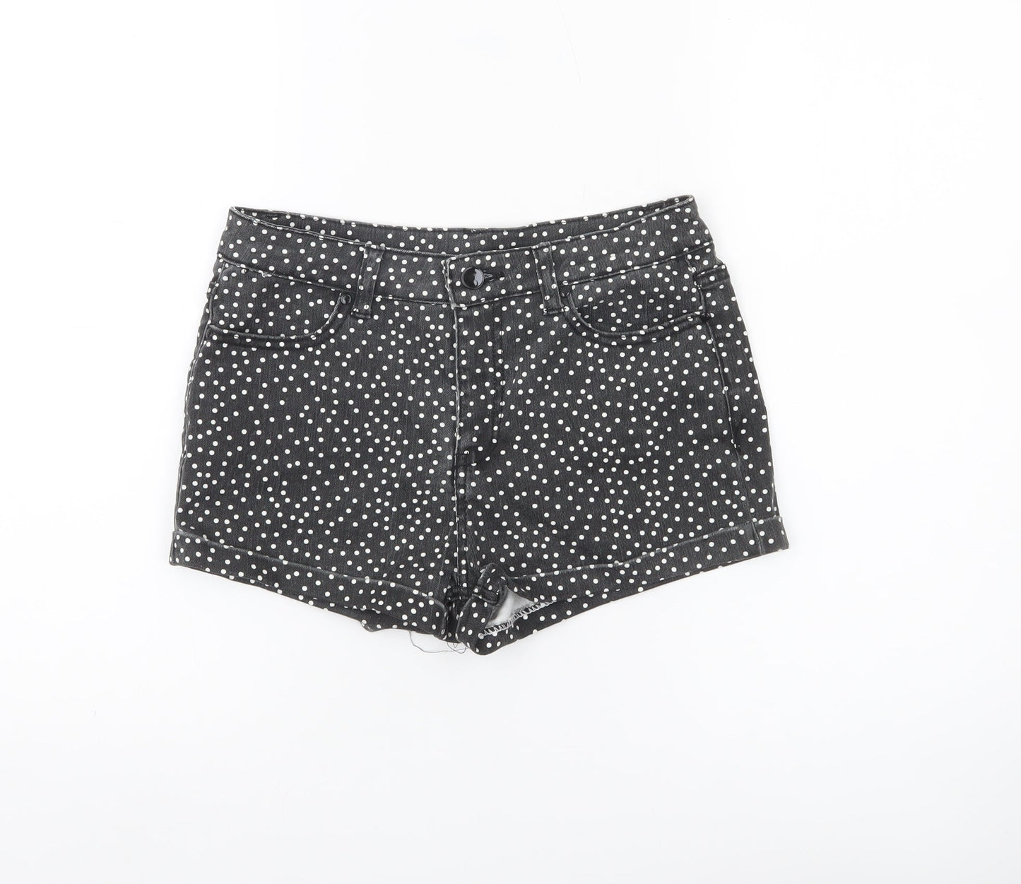 Denim Co Womens Black Polka Dot Hot Pants Shorts Size 8 Slim Fit