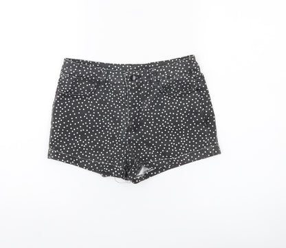 Denim Co Womens Black Polka Dot Hot Pants Shorts Size 8 Slim Fit