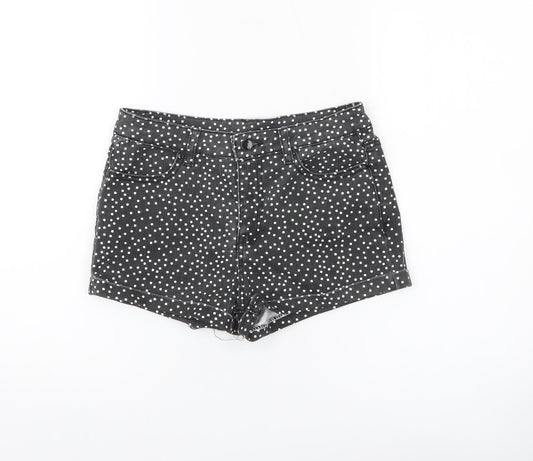 Denim Co Womens Black Polka Dot Hot Pants Shorts Size 8 Slim Fit