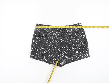 Denim Co Womens Black Polka Dot Hot Pants Shorts Size 8 Slim Fit