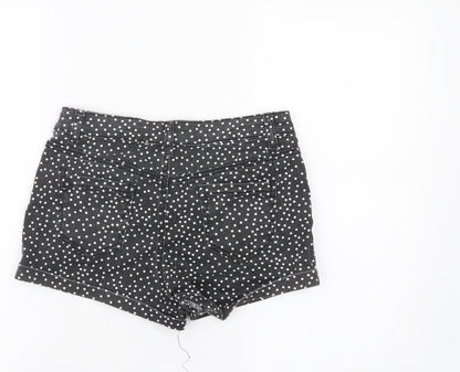 Denim Co Womens Black Polka Dot Hot Pants Shorts Size 8 Slim Fit