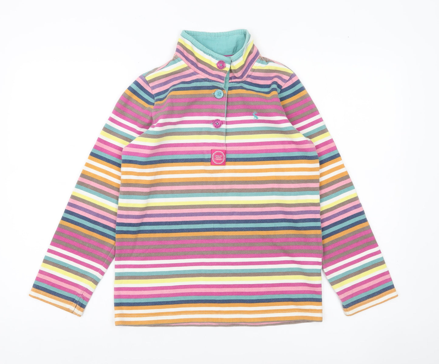 Joules Girls Multicoloured Striped Henley Sweatshirt Age 11-12 Years