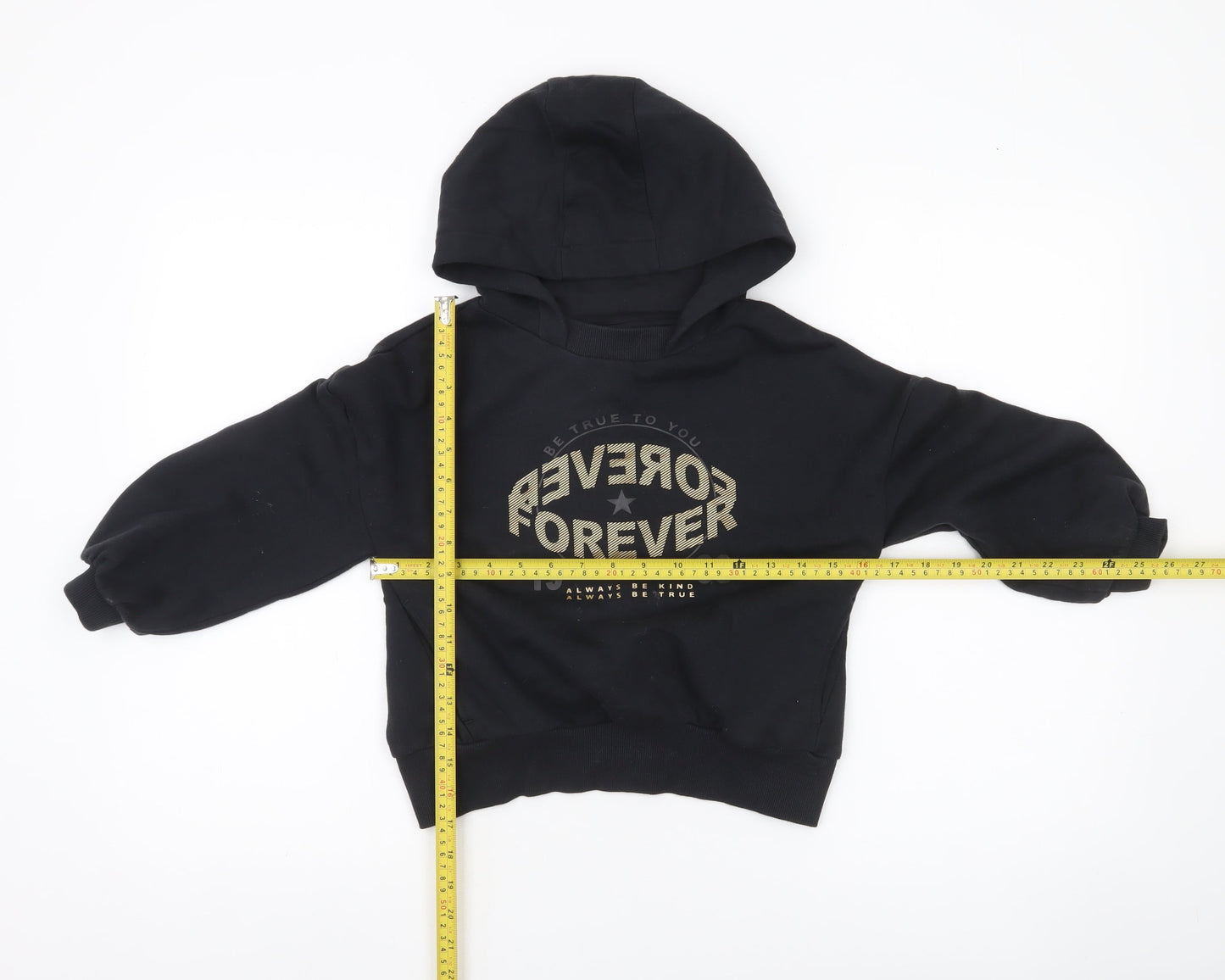 Next Girls Black Pullover Hoodie 7 Years Graphic Print Casual Sweatshirt