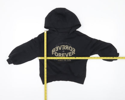 Next Girls Black Pullover Hoodie 7 Years Graphic Print Casual Sweatshirt