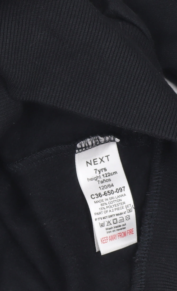 Next Girls Black Pullover Hoodie 7 Years Graphic Print Casual Sweatshirt