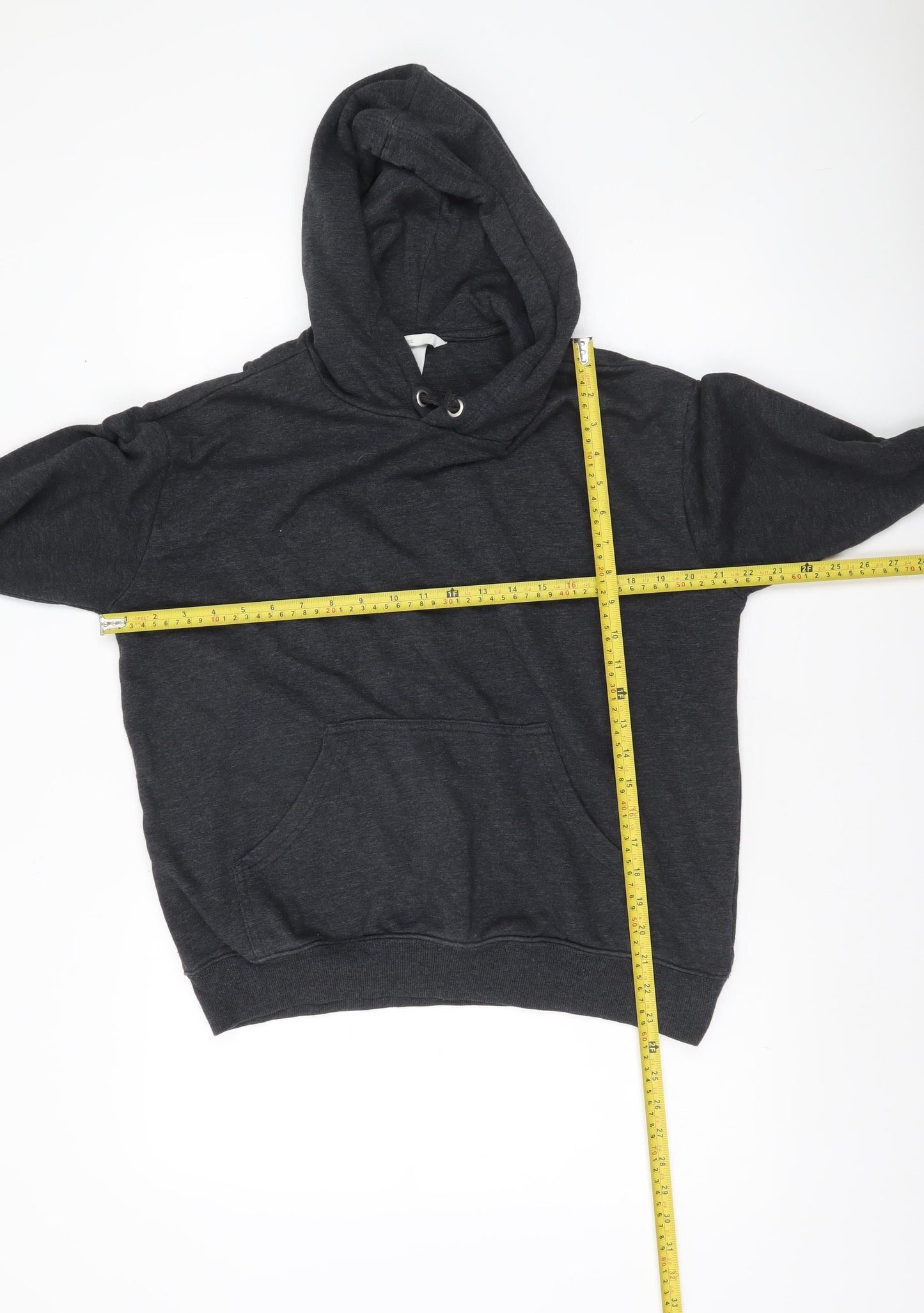 H&M Men's Black Small Pullover Hoodie Cotton Blend Fleece