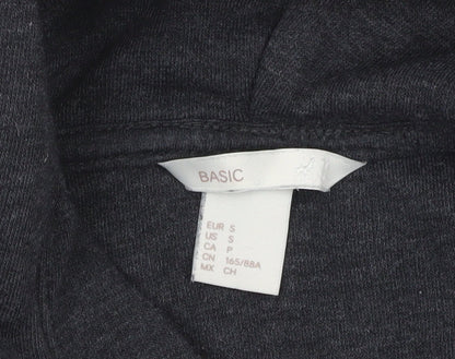 H&M Men's Black Small Pullover Hoodie Cotton Blend Fleece