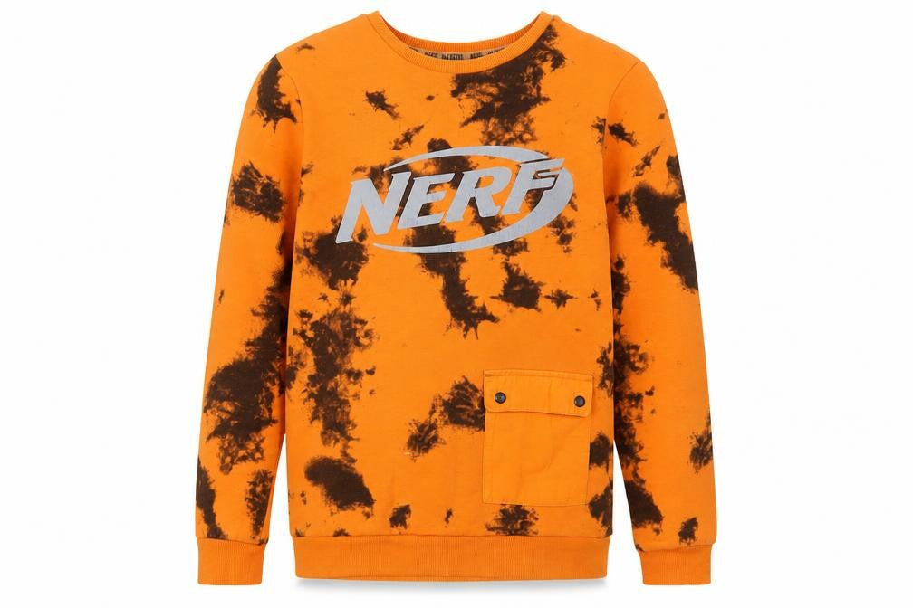 Front view of George boys’ orange nerf sweatshirt 13-14y pullover graphic print