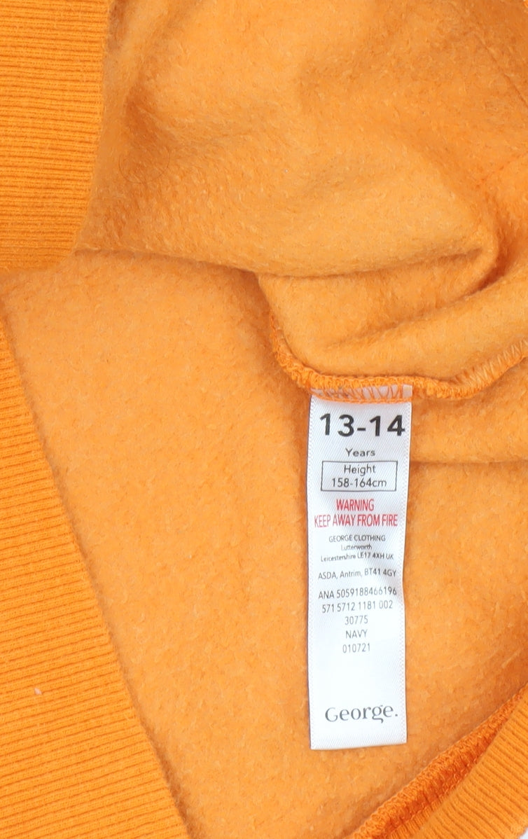 George Boys Orange Nerf Sweatshirt 13-14Y Pullover Graphic Print