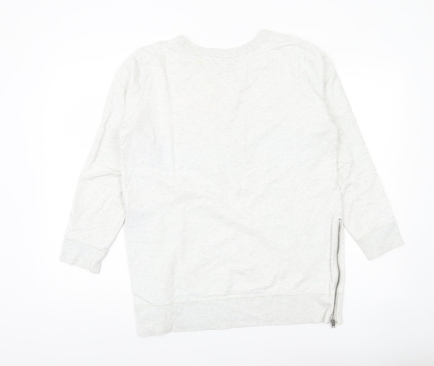 GAP Womens Grey Tunic Sweatshirt M Long Sleeve Zip Graphic Print