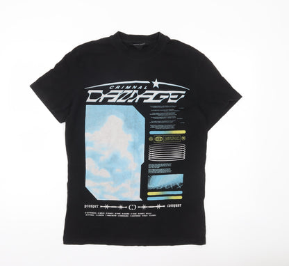 Criminal Damage Men’s Black Graphic Print T-Shirt Size S