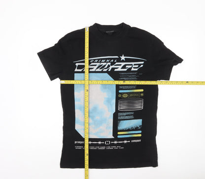 Criminal Damage Men’s Black Graphic Print T-Shirt Size S