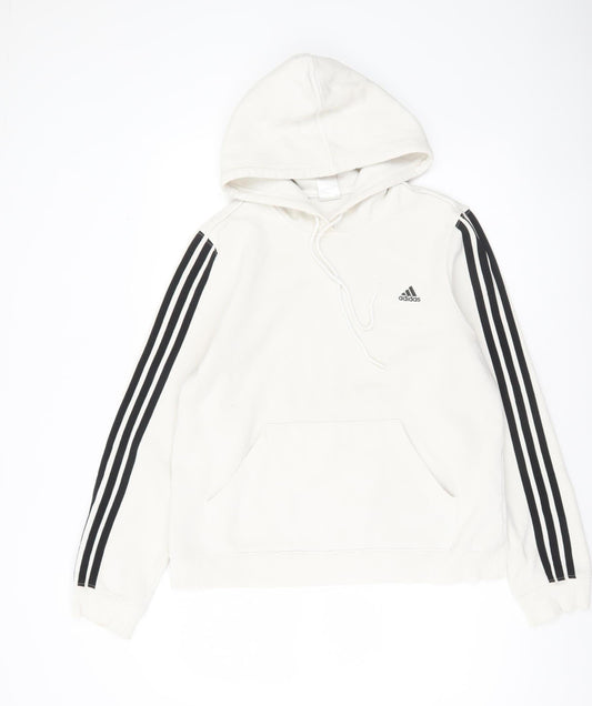 Adidas Women’s White Hoodie UK 18 Pullover Long Sleeve Casual