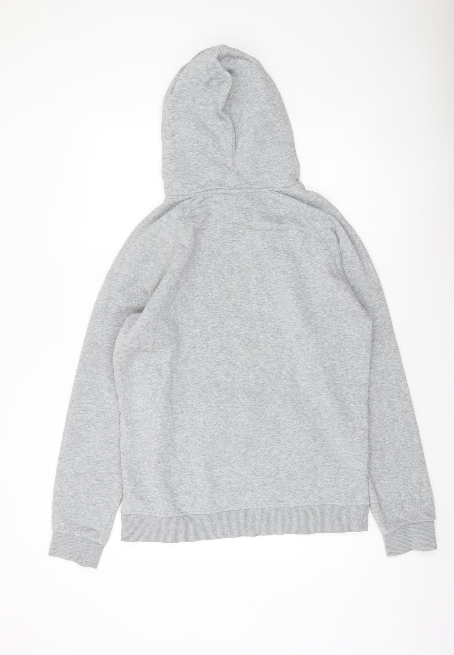 Adidas Men Grey Pullover Hoodie M Logo Sports Fleece Sweatshirt