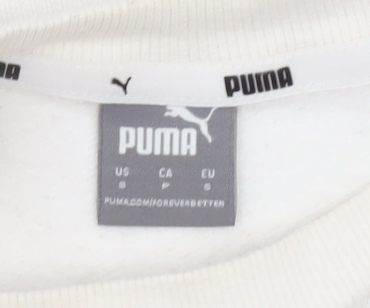 Puma Womens Ivory Pullover Logo Sweatshirt Size 8 Casual