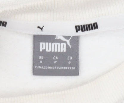Puma Womens Ivory Pullover Logo Sweatshirt Size 8 Casual