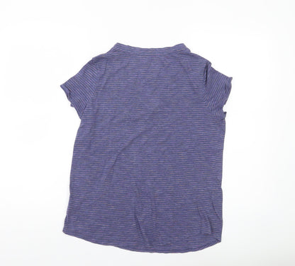 Mossimo Women’s Purple Striped V-Neck Short Sleeve T-Shirt Size M