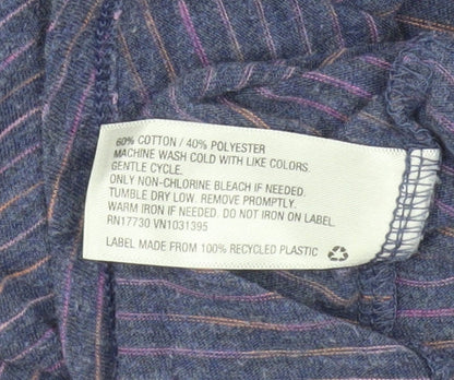Mossimo Women’s Purple Striped V-Neck Short Sleeve T-Shirt Size M