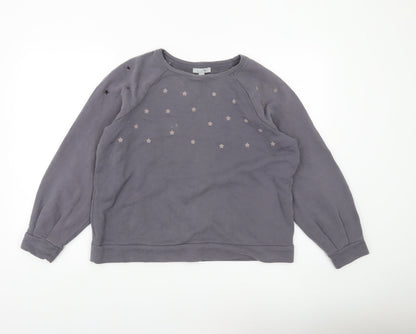 Pure Collection Womens Grey Cotton Star Print Sweatshirt UK 16