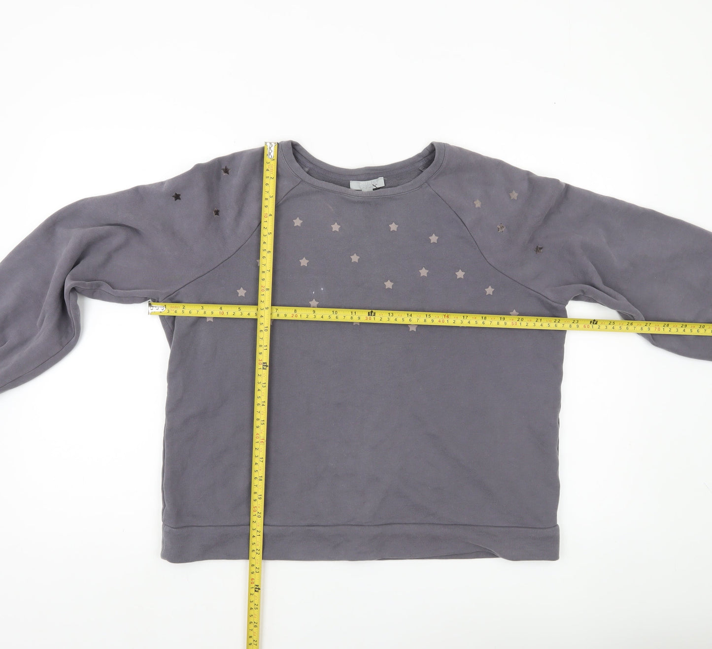Pure Collection Womens Grey Cotton Star Print Sweatshirt UK 16