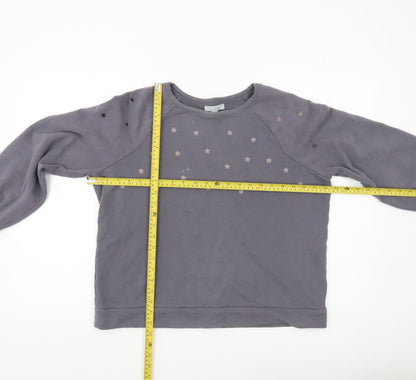 Pure Collection Womens Grey Cotton Star Print Sweatshirt UK 16