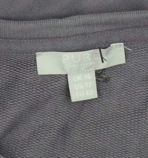 Pure Collection Womens Grey Cotton Star Print Sweatshirt UK 16