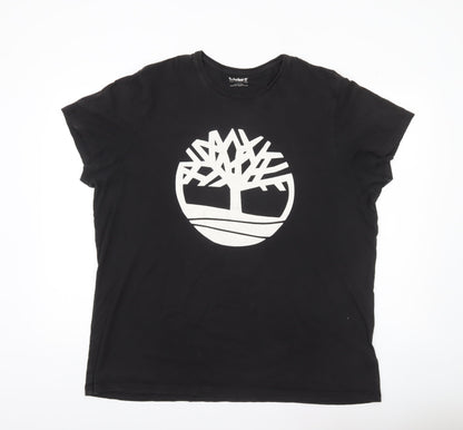 Timberland Men's Black Large Logo Graphic T-Shirt Cotton