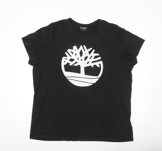 Timberland Men's Black Large Logo Graphic T-Shirt Cotton