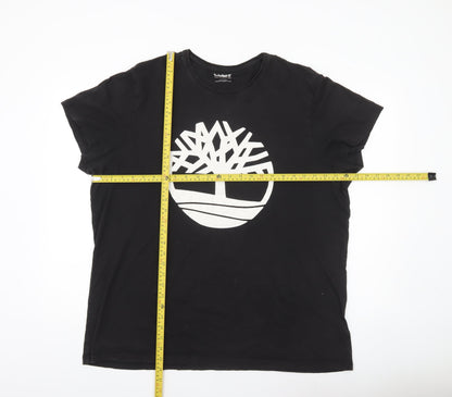 Timberland Men's Black Large Logo Graphic T-Shirt Cotton