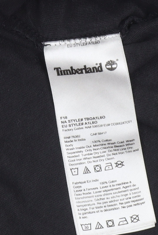 Timberland Men's Black Large Logo Graphic T-Shirt Cotton