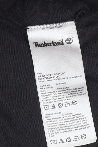 Timberland Men's Black Large Logo Graphic T-Shirt Cotton