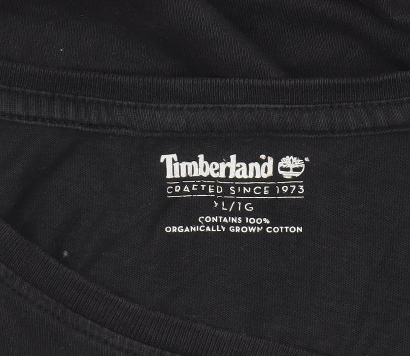 Timberland Men's Black Large Logo Graphic T-Shirt Cotton