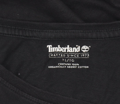 Timberland Men's Black Large Logo Graphic T-Shirt Cotton