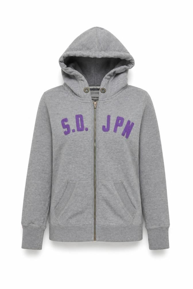 Womens UK Size M Superdry Grey Full Zip Hoodie
