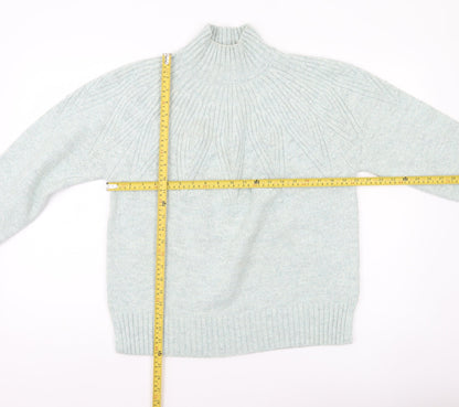 Marks and Spencer Womens Green M Mock Neck Cable Knit Jumper