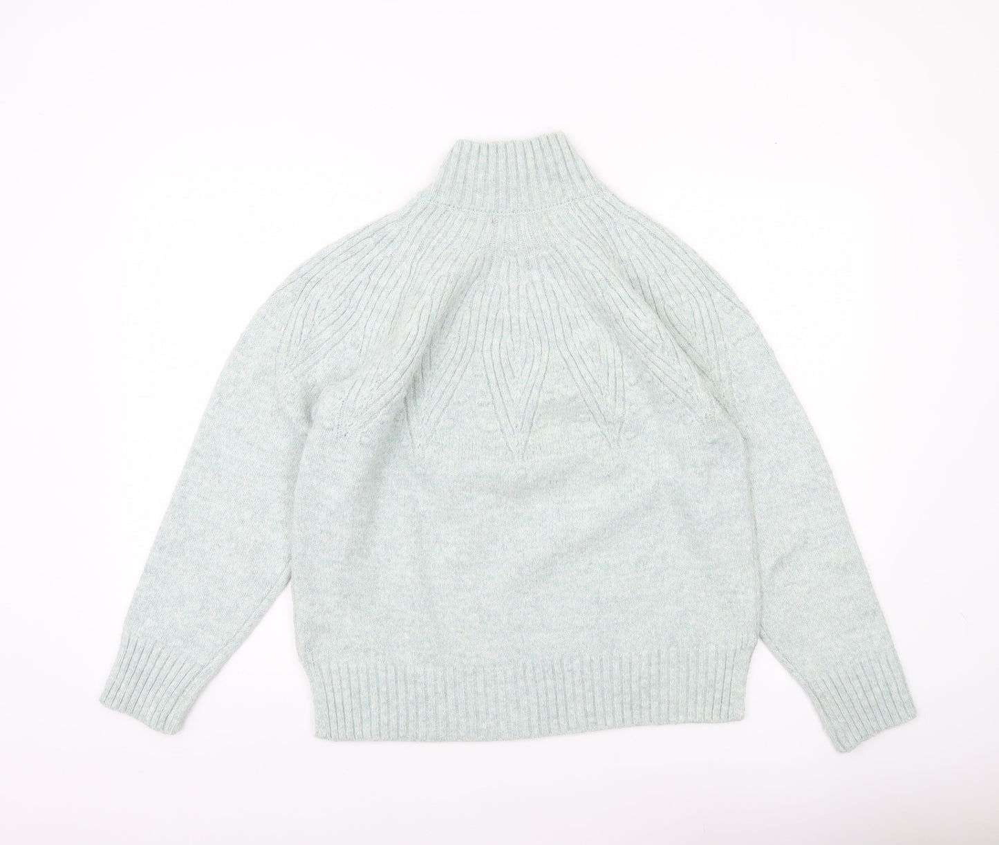 Marks and Spencer Womens Green M Mock Neck Cable Knit Jumper