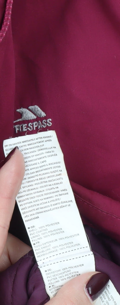 Trespass Girls Red Hooded Parka Coat Age 11 Years Long Waterproof Winter