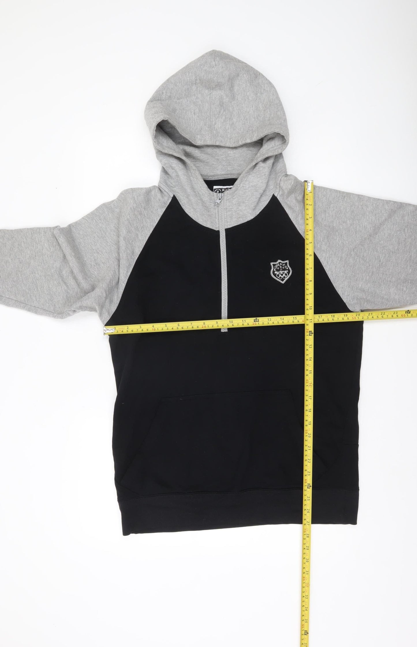 Richman Utility Men’s Black Grey Cotton Pullover Hoodie L Logo