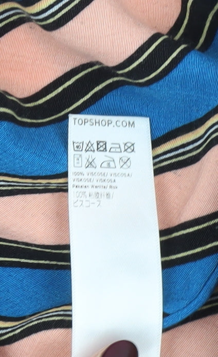 Topshop Women’s Multicoloured Stripe Midi Wrap Skirt Size 8 Viscose