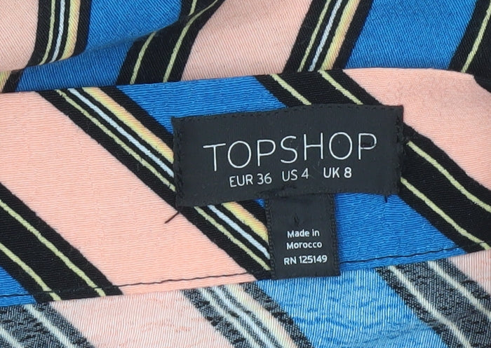 Topshop Women’s Multicoloured Stripe Midi Wrap Skirt Size 8 Viscose