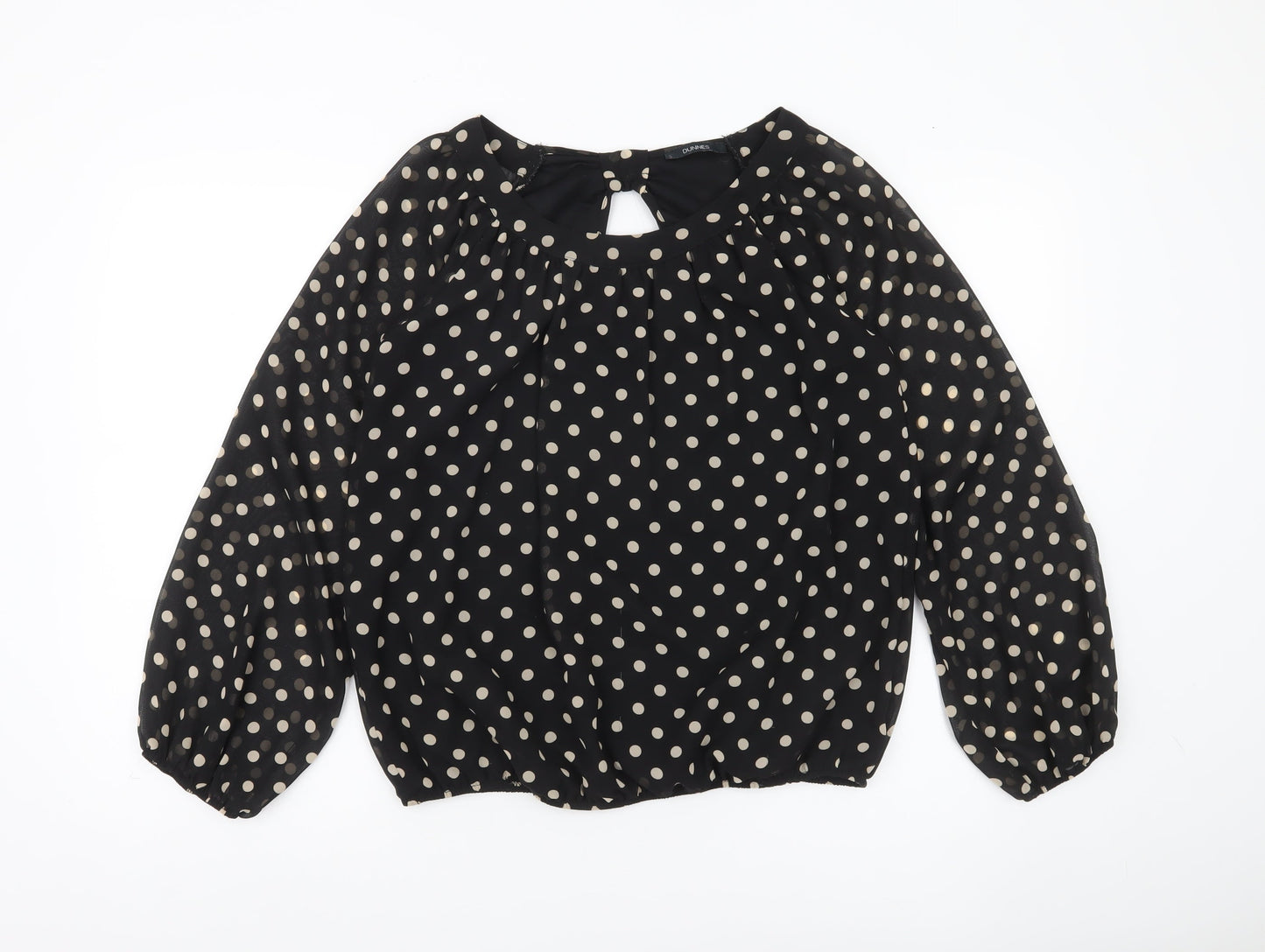 Dunnes Women’s Black Polka Dot Long Sleeve Blouse Size 12