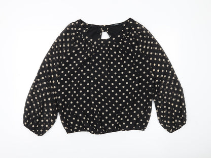 Dunnes Women’s Black Polka Dot Long Sleeve Blouse Size 12