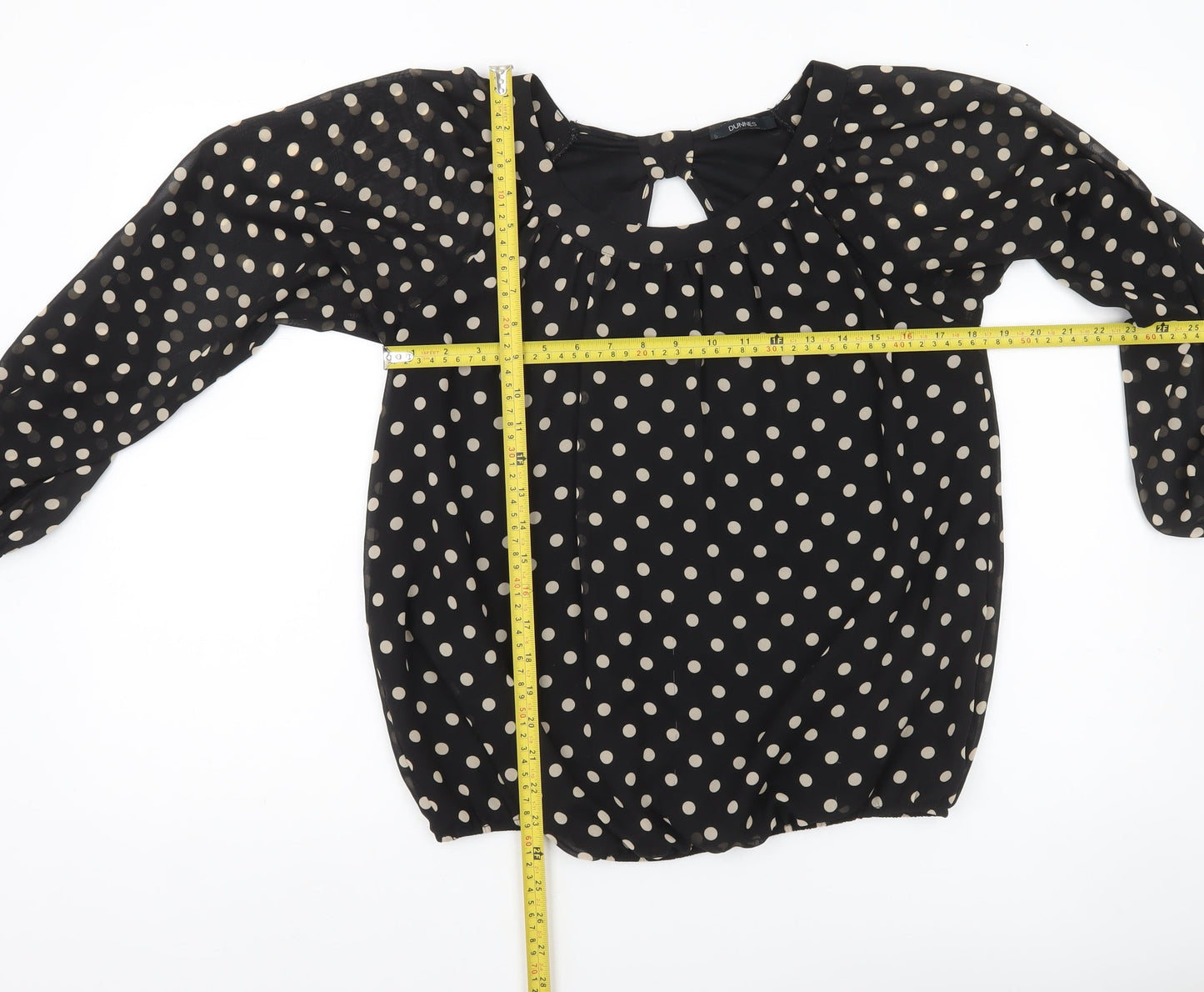 Dunnes Women’s Black Polka Dot Long Sleeve Blouse Size 12