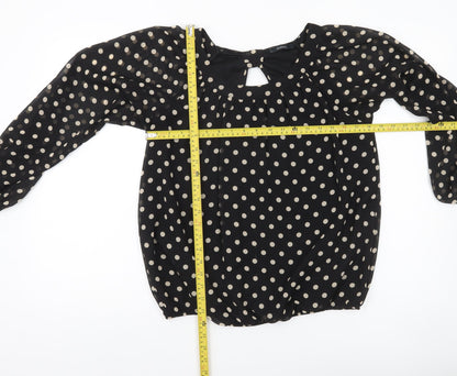 Dunnes Women’s Black Polka Dot Long Sleeve Blouse Size 12