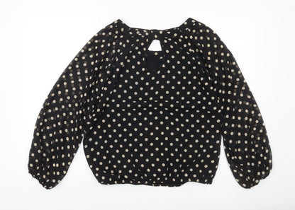 Dunnes Women’s Black Polka Dot Long Sleeve Blouse Size 12