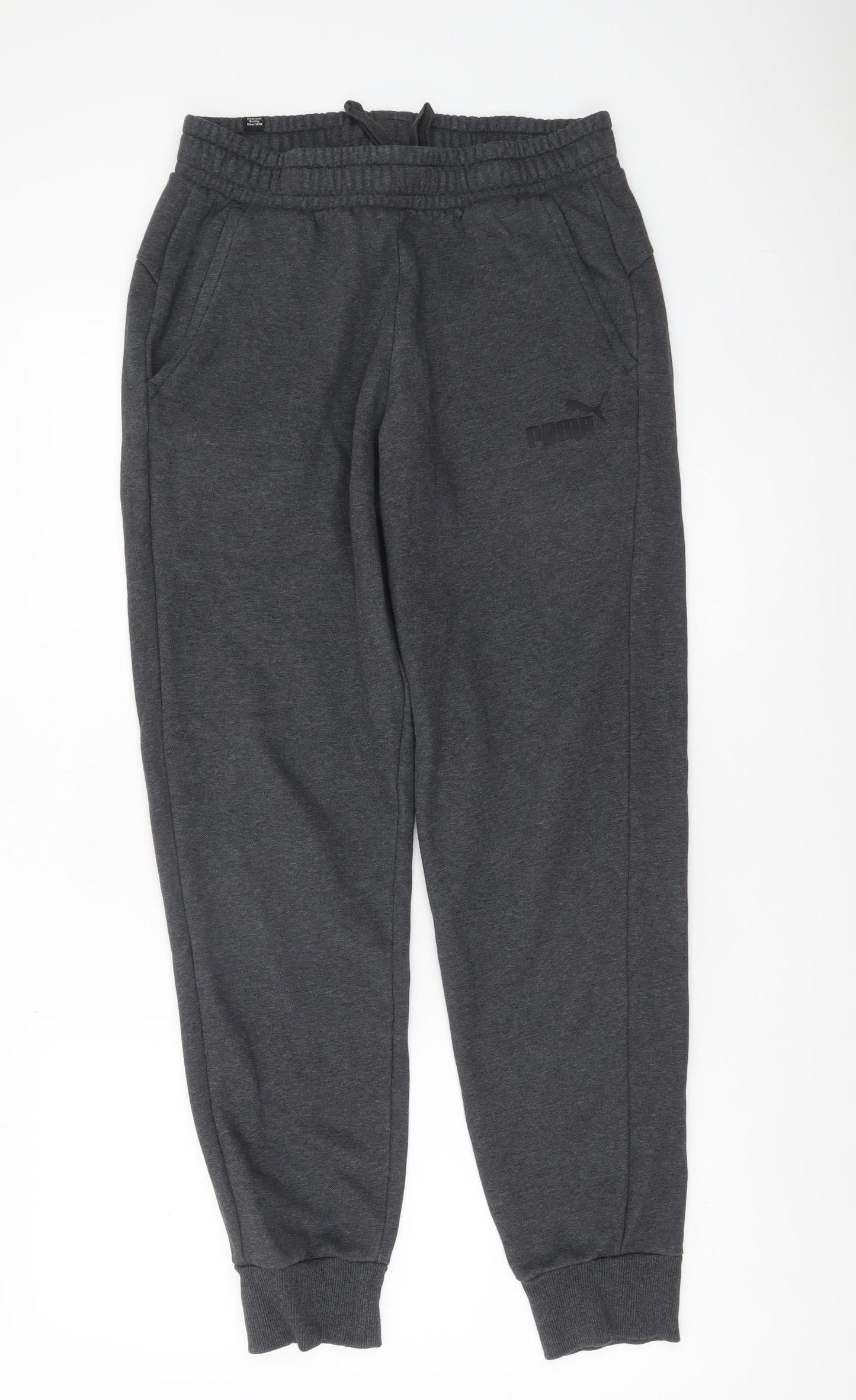 Puma Mens Grey Jogger Sweatpants M Elastic Waist Pockets Cuffed