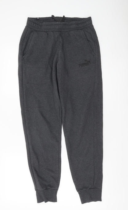 Puma Mens Grey Jogger Sweatpants M Elastic Waist Pockets Cuffed