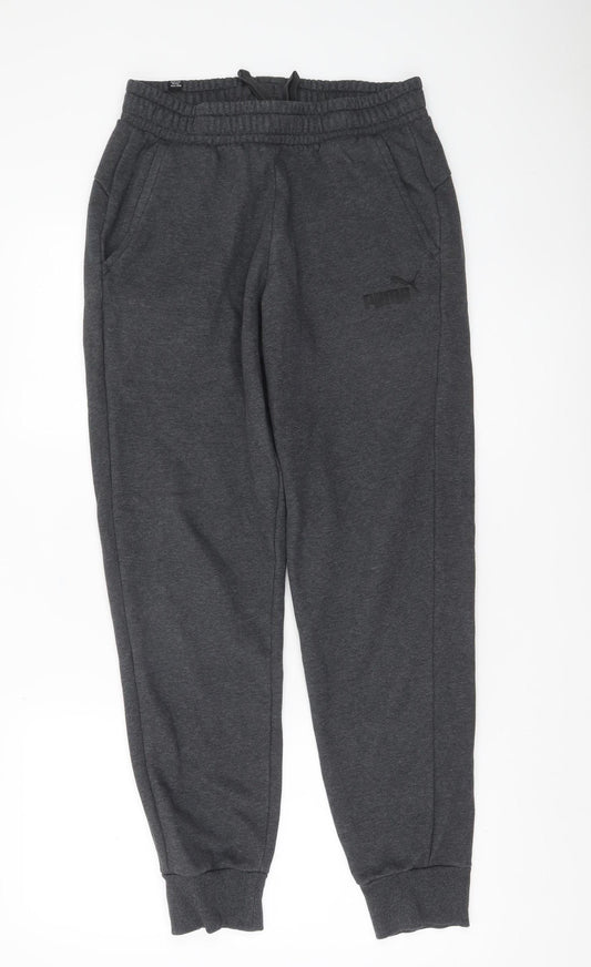 Puma Mens Grey Jogger Sweatpants M Elastic Waist Pockets Cuffed