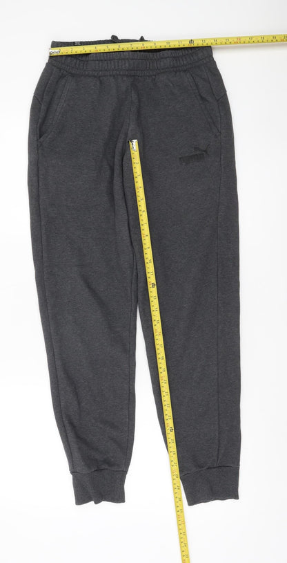Puma Mens Grey Jogger Sweatpants M Elastic Waist Pockets Cuffed