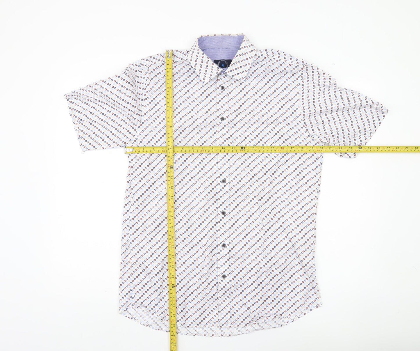 Scotland Blue Men's Multicoloured M Short Sleeve Cotton Shirt